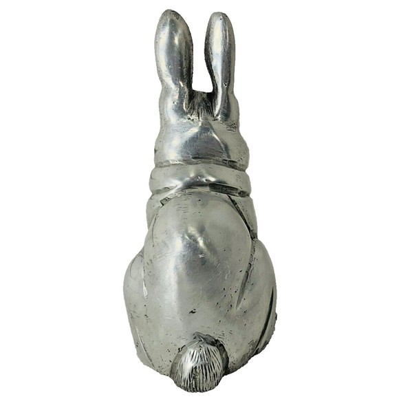 Vintage Pewter Bunny Rabbit Figurine Easter Silver Tone Heavy 4" tall - Picture 6 of 16
